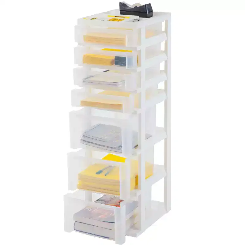 IRIS USA 7 Drawers Plastic Storage rolling Cart with drawer, White