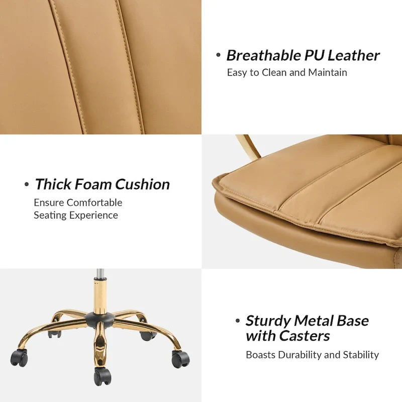 Ignacio Modern Leather Rocking Office Chair with Metal Base by