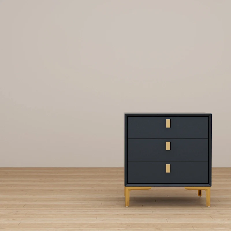 Natural Mid-Century Modern 3-Drawer Nightstand Bedside Table