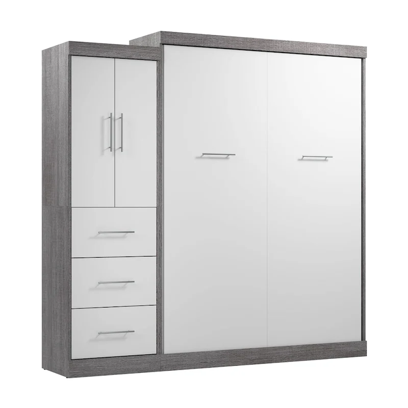 Nebula Queen Murphy Bed with Wardrobe (90W) by Bestar