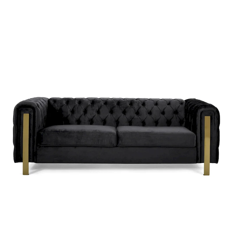 Keyser Modern Glam Tufted Velvet 3 Seater Sofa - 83.75  L x 34.50  W x 27.25  H