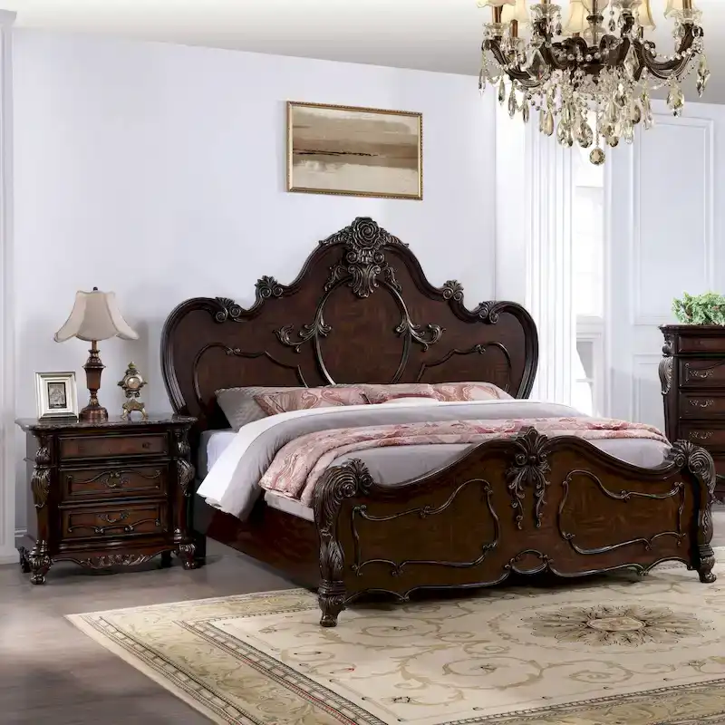 Furniture of America Eugene Traditional Solid Wood 3-Piece Panel Bedroom Set