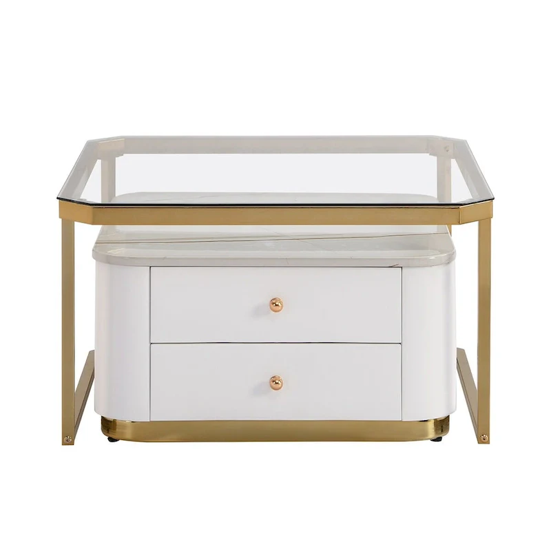 Modern Square Nesting Coffee Table with 2 Drawers (Set of 2) by Harper&Bright Designs