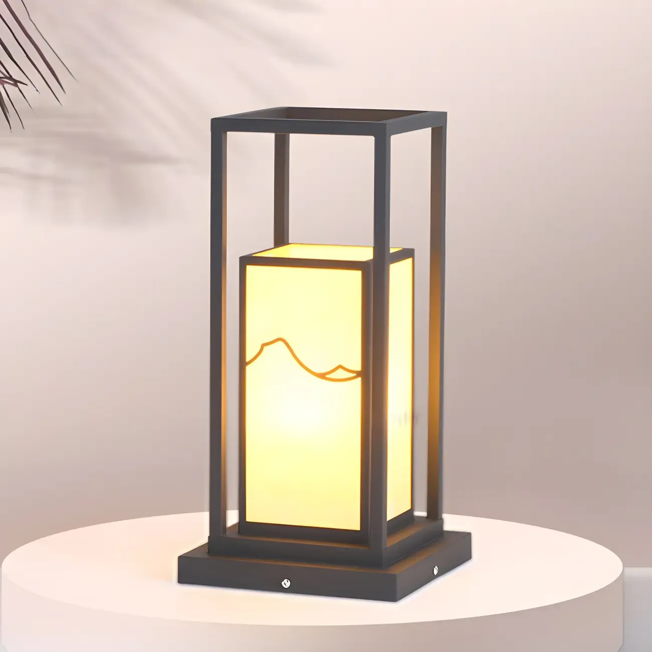 Black Metal Glass Geometric Post Cap Light