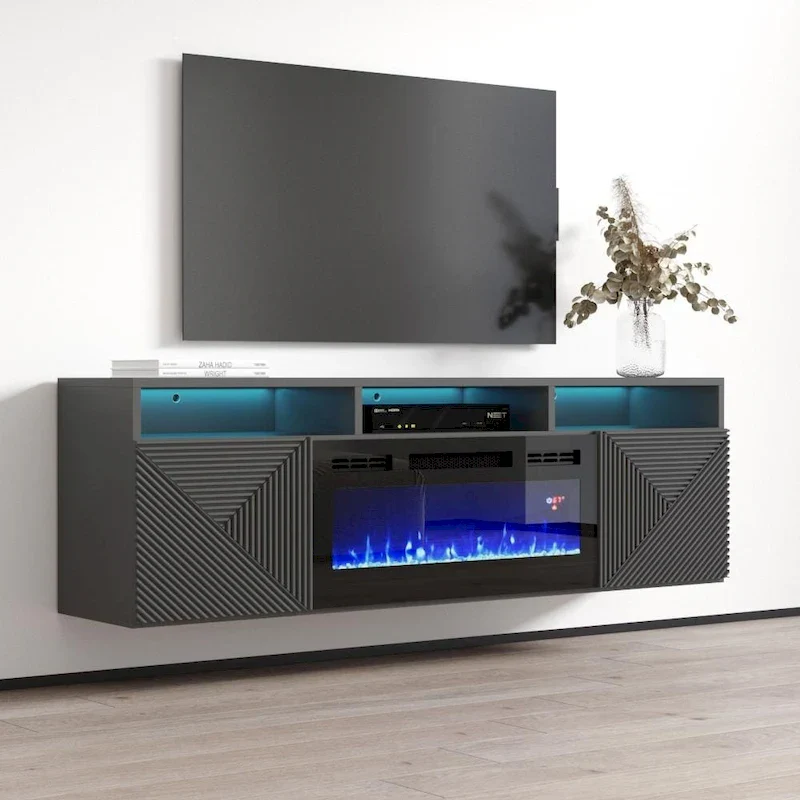 Giza EF Wall Mounted Electric Fireplace Modern 63 TV Stand