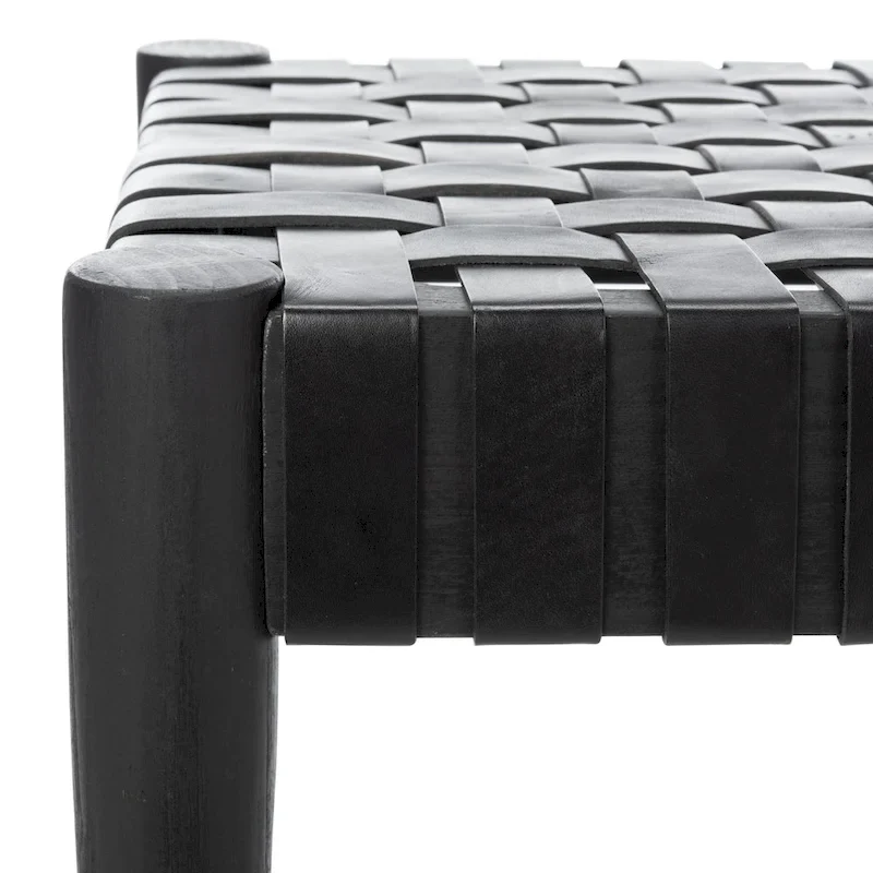 SAFAVIEH Manervia Wood & Leather Bench - 47Wx16Dx18H