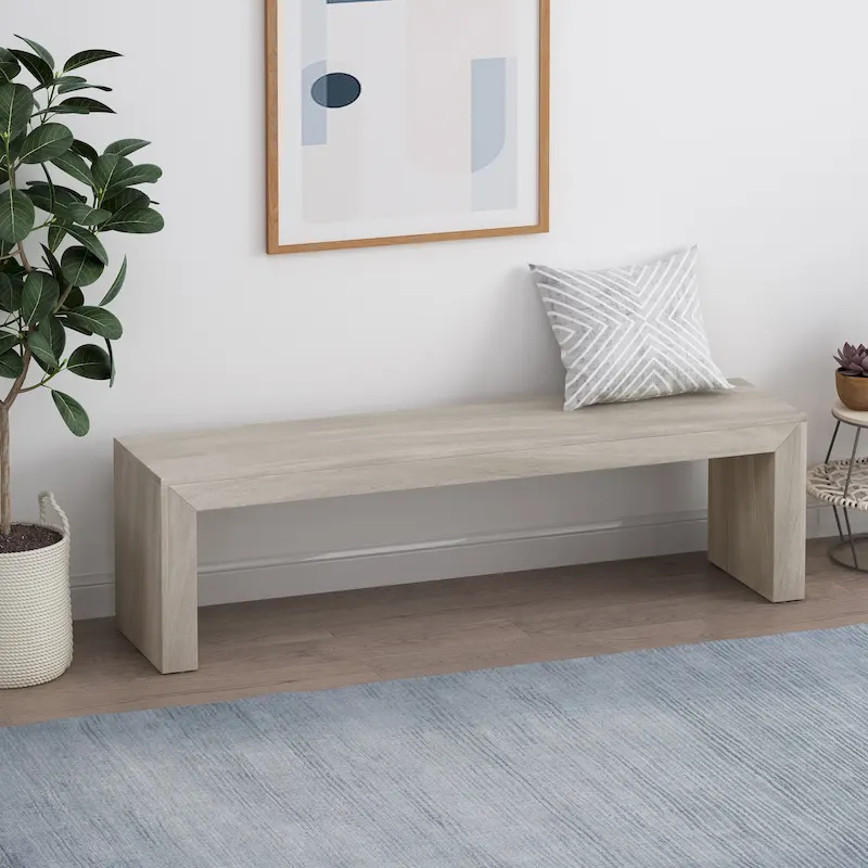 Pannell Farmhouse Acacia Wood Dining Bench by