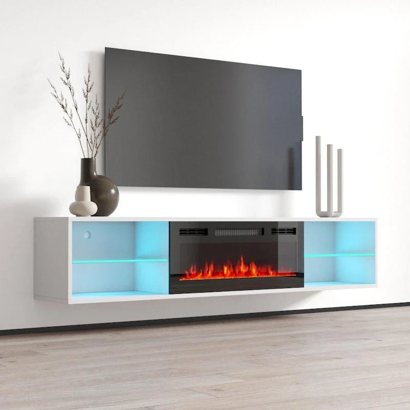 Lima EF Wall Mounted Electric Fireplace 72  TV Stand