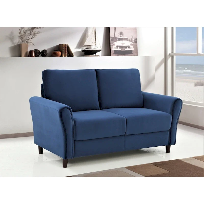 Corel Plush Velvet Loveseat w/ sloped arms