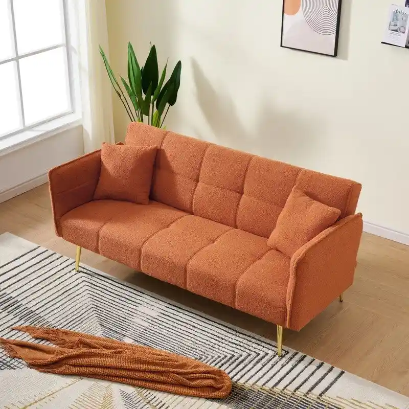 79.92  Teddy Velvet Upholstered Sofa Bed with Adjustable Back and Armrests