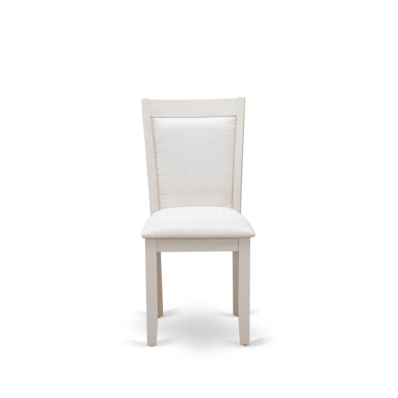East West Furniture Dining Set- a Rectangle Dining Table and Cream Linen Fabric Parson Chairs, Linen White(Pieces Options)