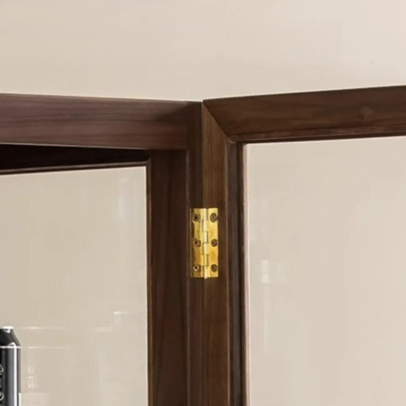 Sitting Room Old School Walnut Glass Cabinet with Illuminating