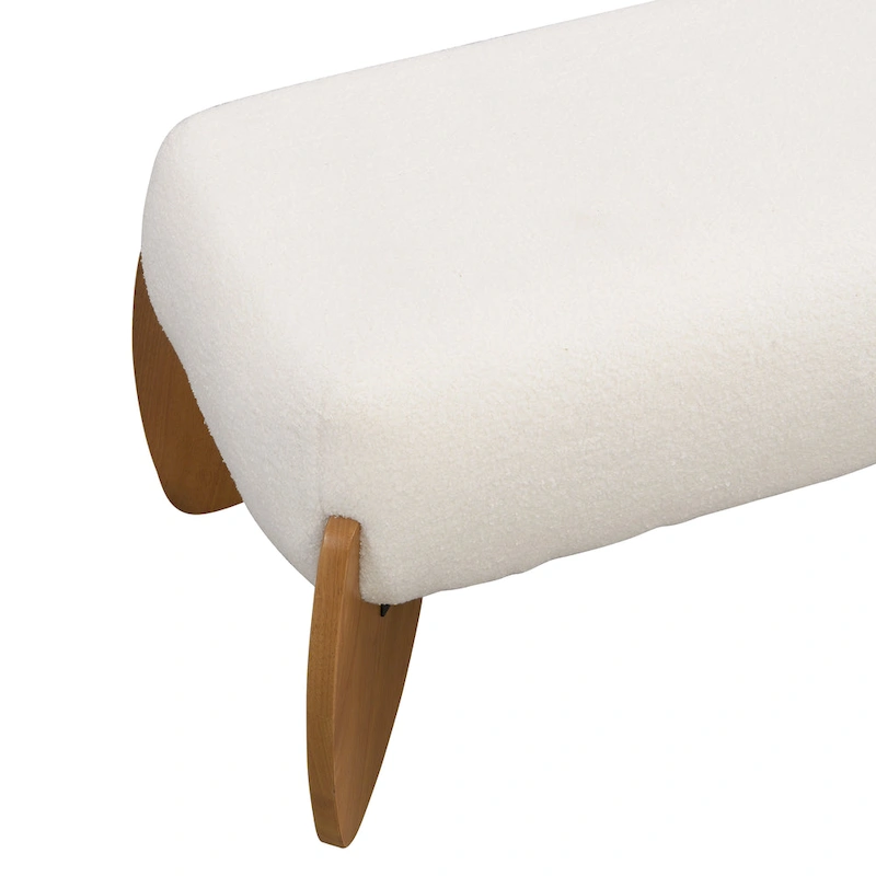 Christopher Knight Home - Clara White Boucle Ottoman Bench - 48 W x 19.5 D x 17 H