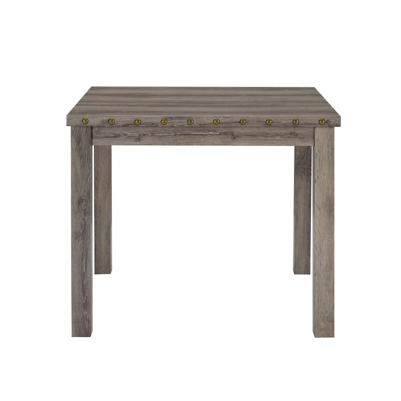 Farmhouse 5-Piece Square Bar Table with 4 Upholstered Counter Stools