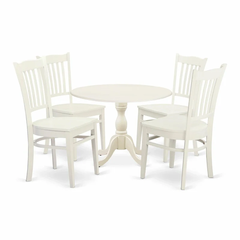 East West Furniture 5 Piece Dining Room Table Set- a Round Kitchen Table and 4 Dining Chairs, (Finish Options)