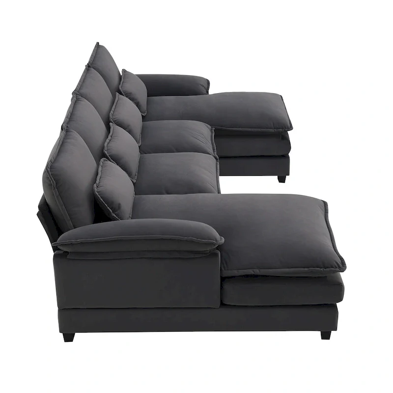 Modern Upholstered 6-Seat Modular U-Shaped Sleeper Sectional Sofa