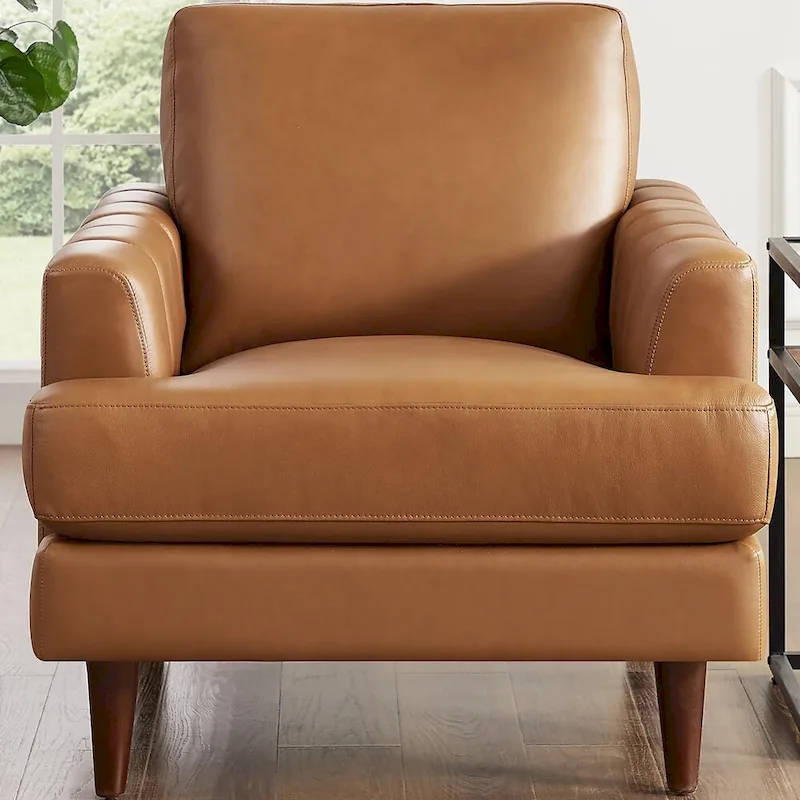 Top Grain Leather Chair With Feather, Memory Foam and Springs