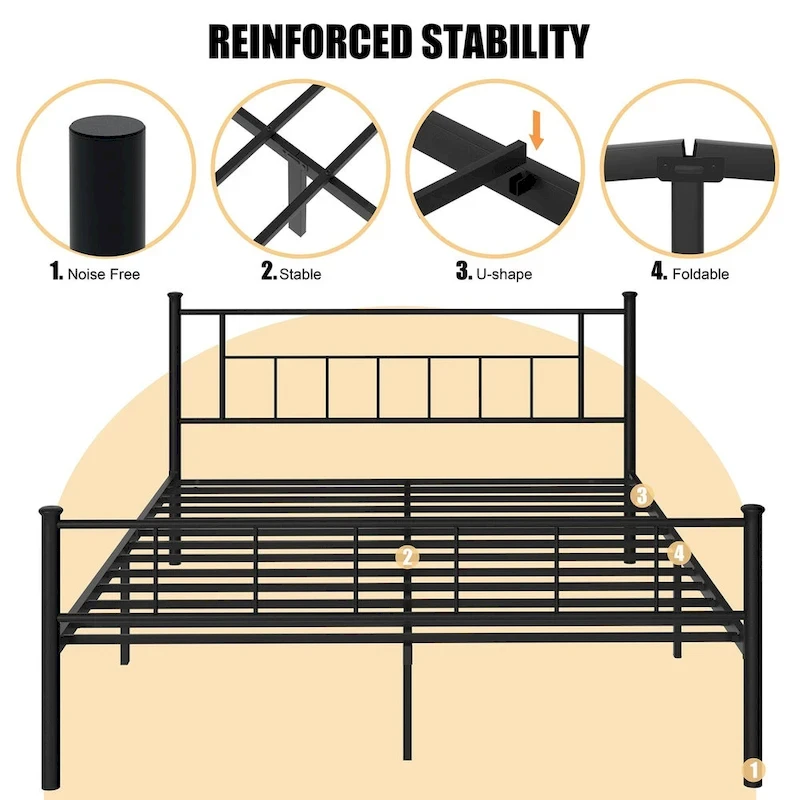 Futzca Bed Frame with Headboard and Footboard
