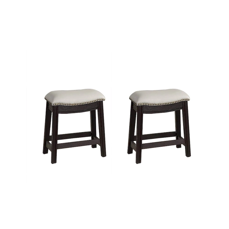 Grey PU Upholstery Bar Stool, Set of 2