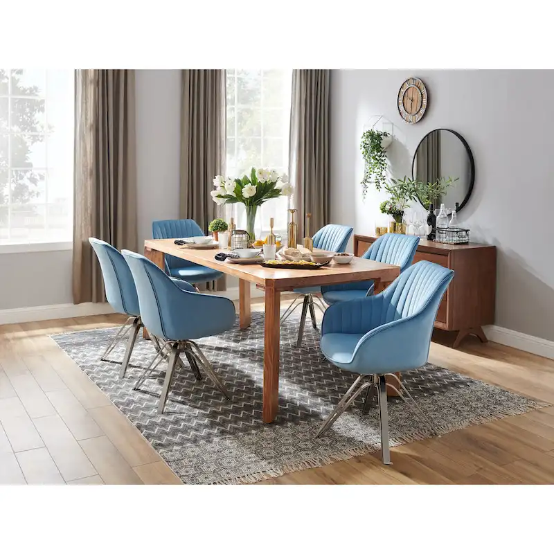 Art Leon Classical Velvet Swivel Office Accent Chair with Golden Legs