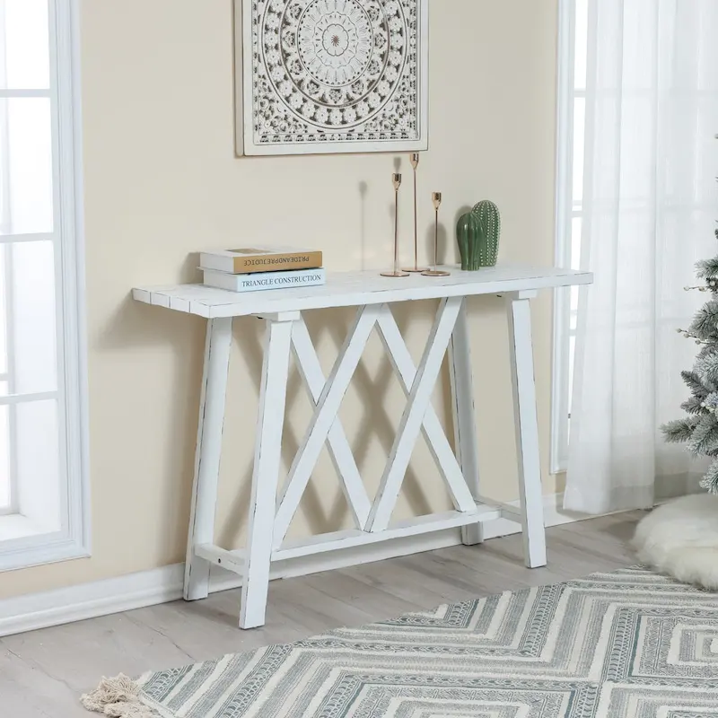 Farmhouse White Console and Entry Table - 32.5 H x 47.9 W x 15 D