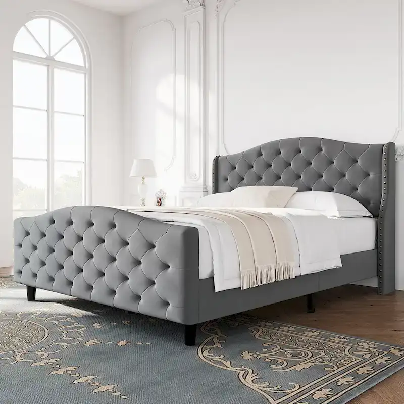 Queen Bed Frame with Headboard and Footboard