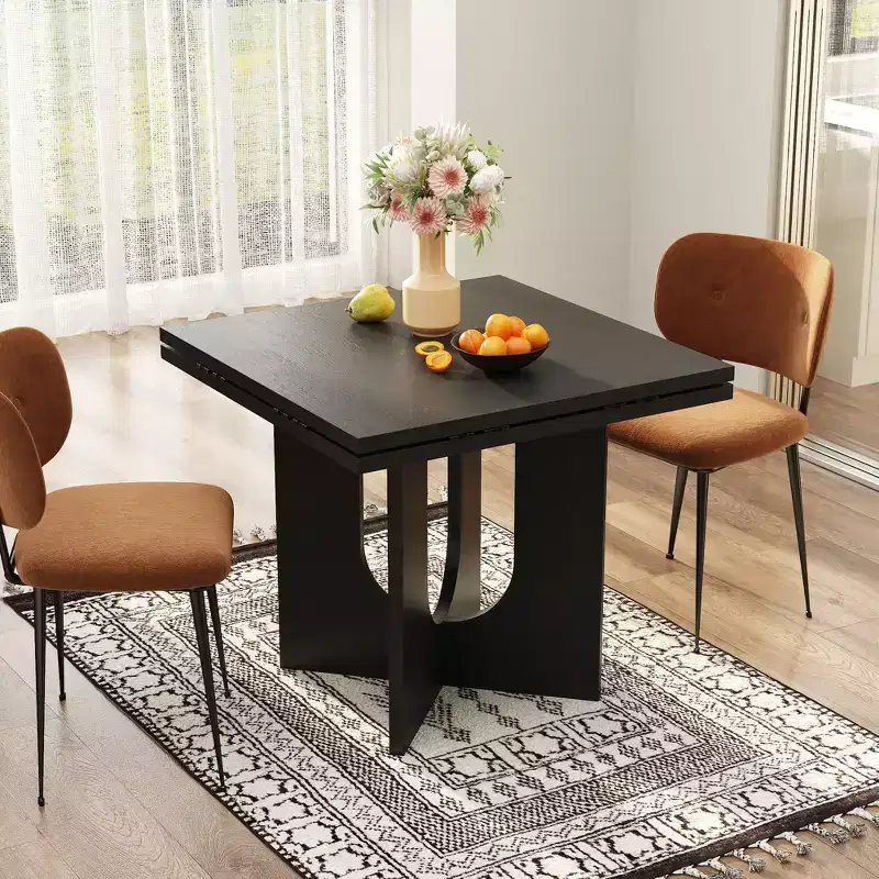 Famapy Black Foldable Dining Table Extendable Table : Modern Aesthetic and Flexible Size Options