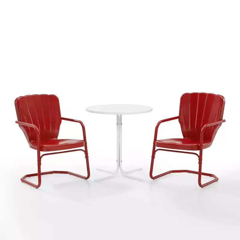 Ridgeland 3pc Outdoor Bistro Set with Table & 2 Chairs - Red - Crosley