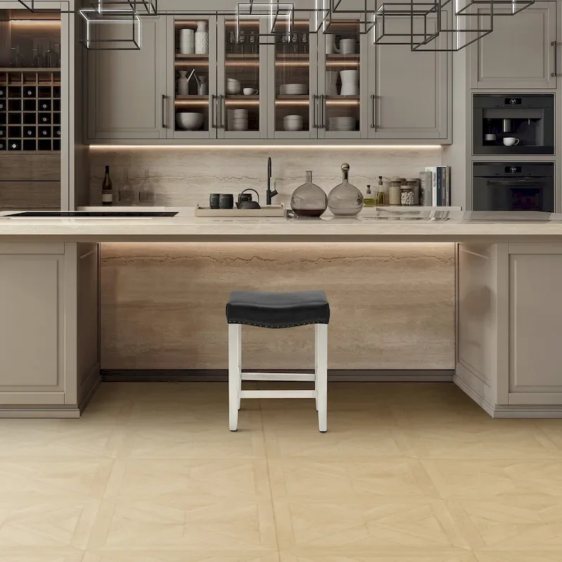 Jameson Upholstered Polyester Antique White 24 Inch Counter Stool