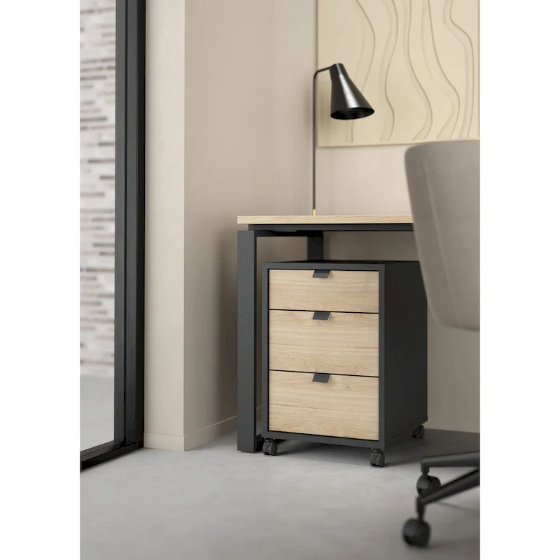 3-Drawer Mobile Cabinet with Wheels - Engineered Wood