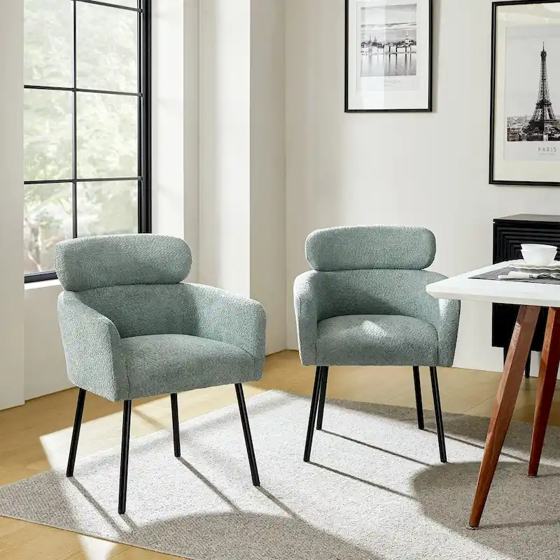 Amos Modern Boucle Dining Chair with Adjustment Feet Set of 2 by HULALA HOME