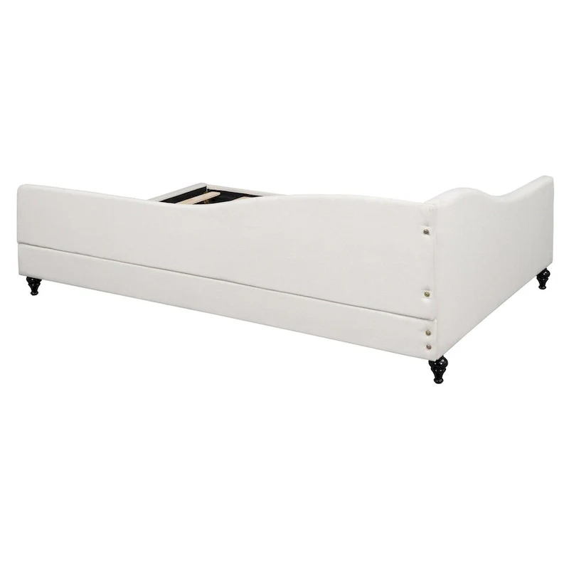 L-Shaped Linen Daybed with Solid Wood Legs