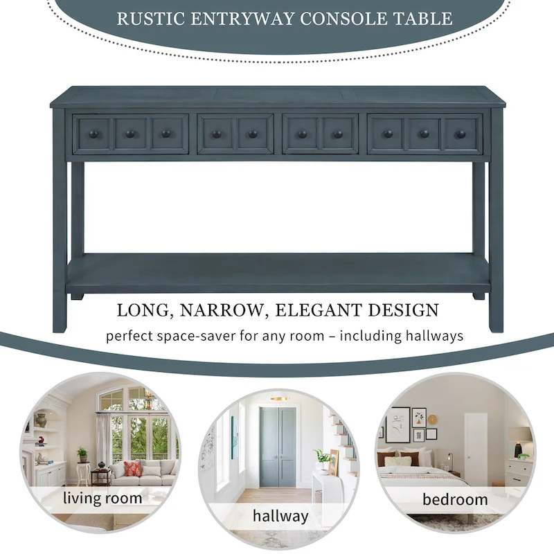 TREXM Rustic Entryway Console Table