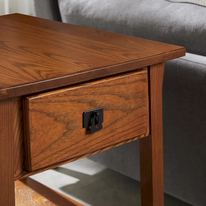Solid Wood Mission End Table with Drawer