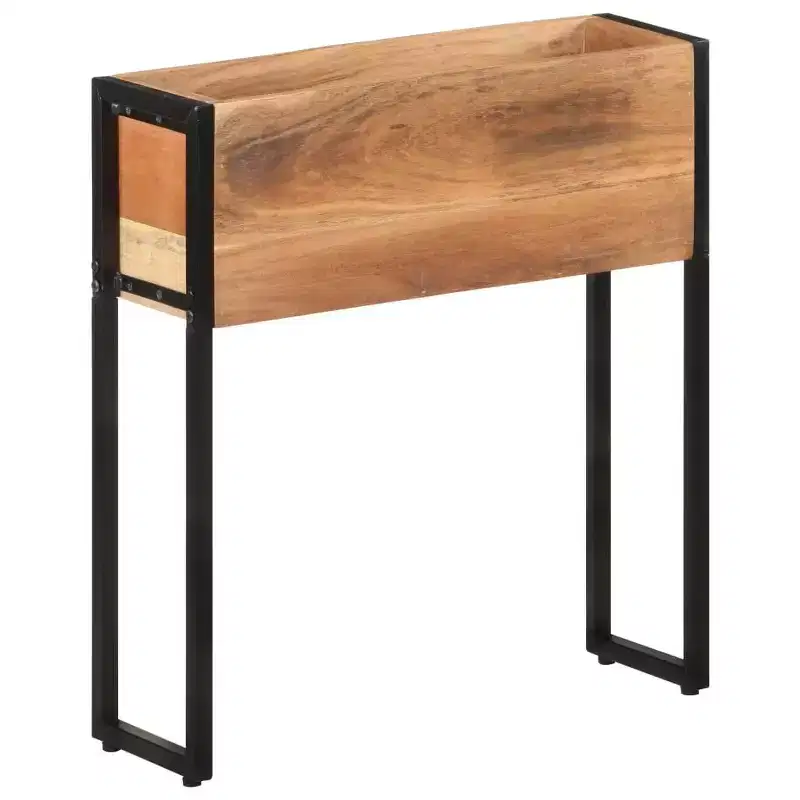 vidaXL Planter Natural wood with black metal frame