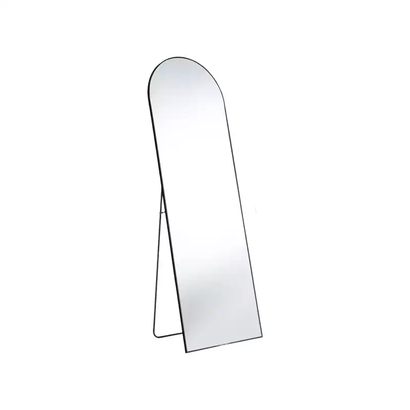 HomeRoots 63 Black Metal Arch Freestanding and Wall Mount Framed Full Length Mirror