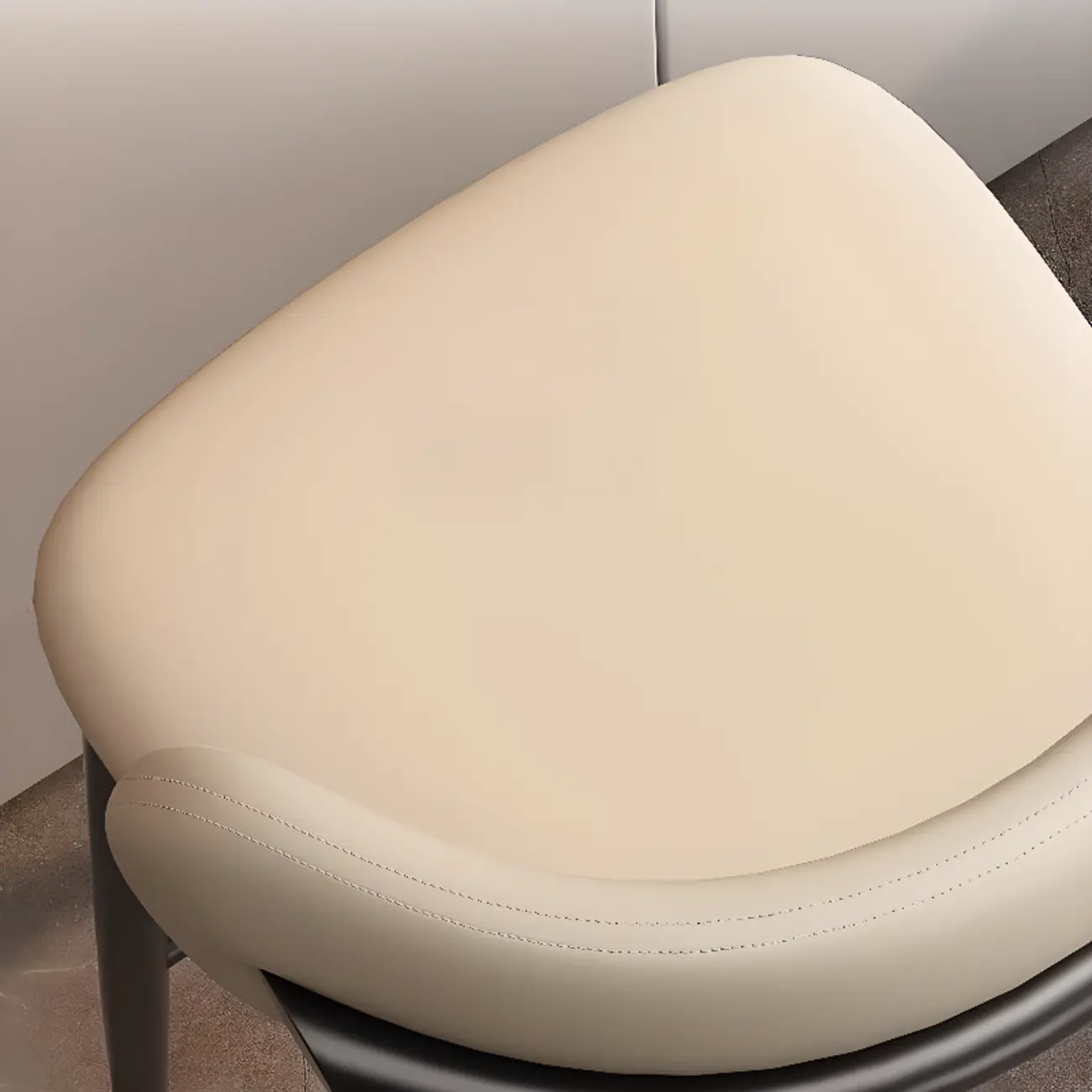 Modern Off-White Leather Curved Back Counter Bar Stools
