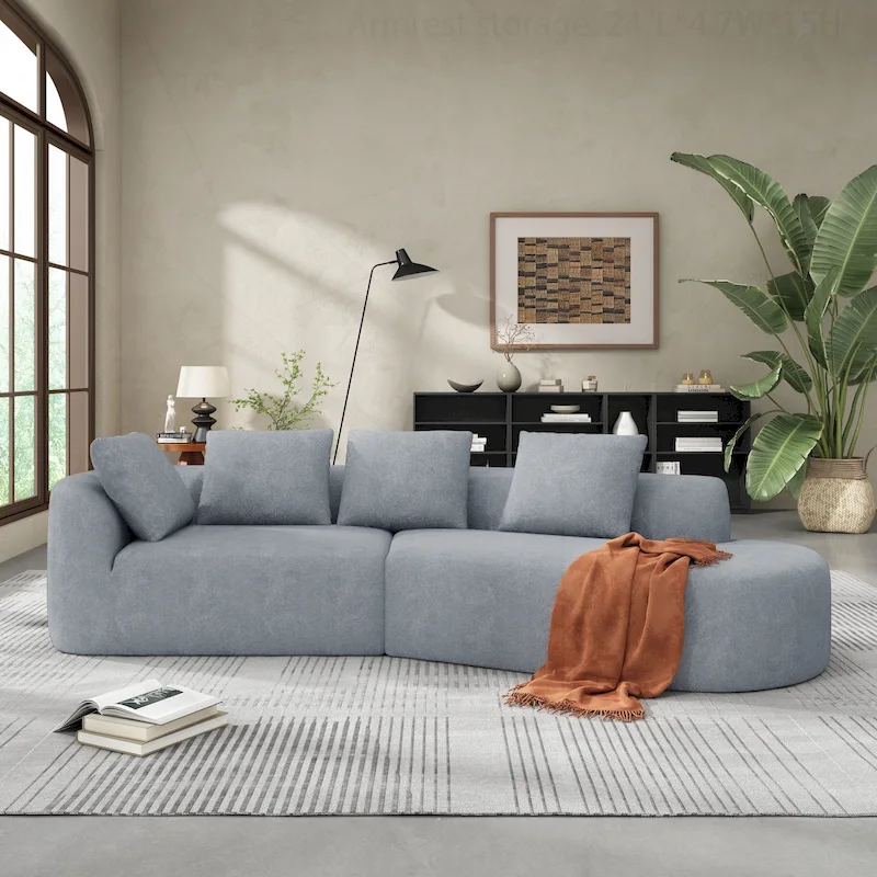 Modern Curved Sectional Sofa with High-Quality Upholstery and Spacious Seating