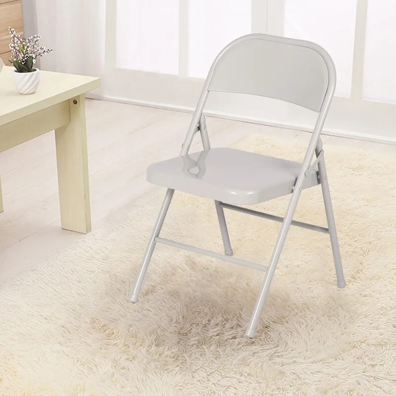 VECELO Folding Chairs Set of 4 Metal Frame Steel Seat with Triple Braced