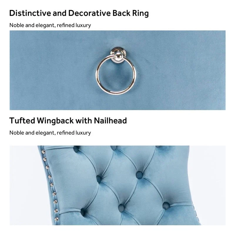 Solid Wood Velvet Upholstered Dining Chair Set of 4