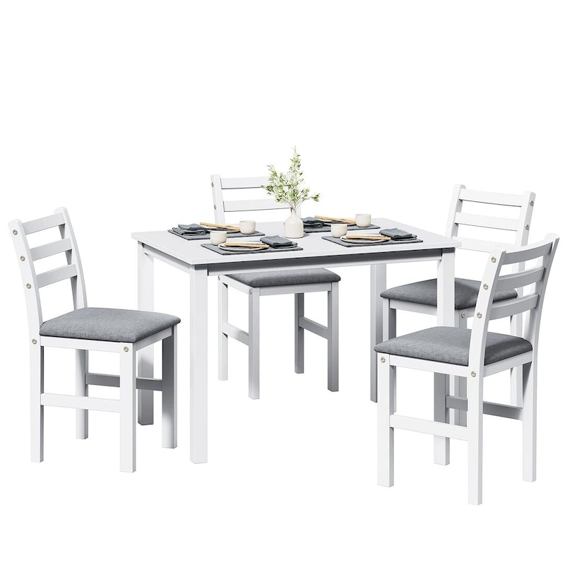 5 PCS Pub Sets Stylish Dining Table Set with 4 Upholstered Chairs