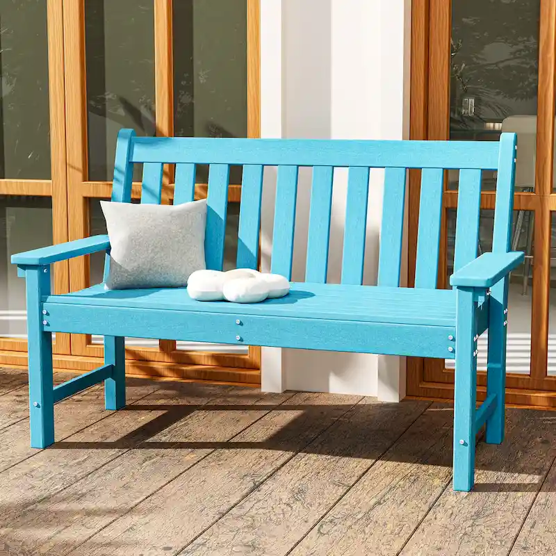2-person HDPE Outdoor Seating Patio Bench with Arms and Back