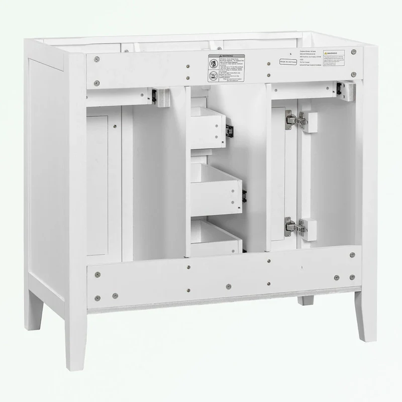 Bathroom Vanity with Ceramic Basin, Two Cabinets and Five Drawers