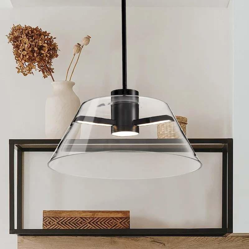 Edmond 17 Inch LED Pendant Matte Black with Clear Glass - Matte Black