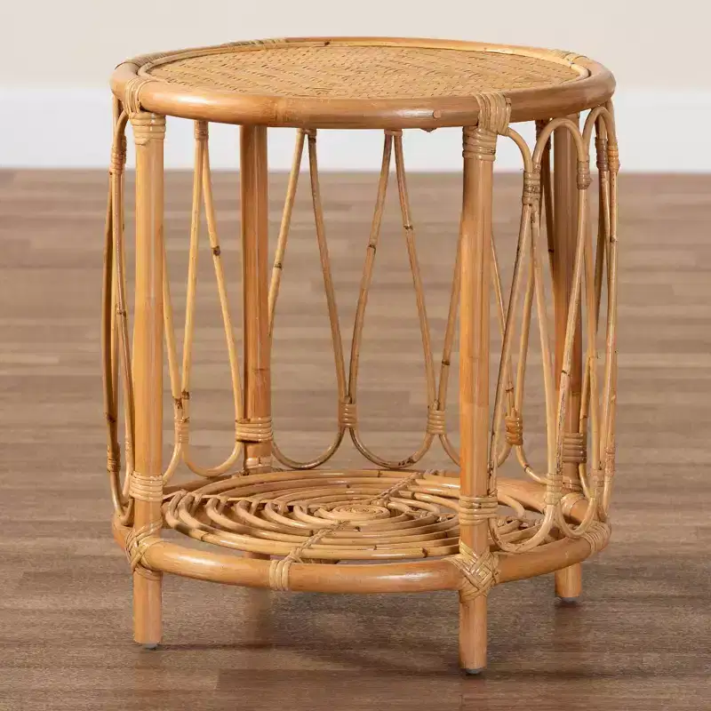 bali & pari Berilo Rattan End Table Light Honey