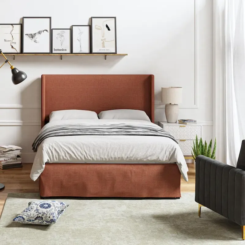 Louise Traditional Washable Slipcover Bed Upholstered Metal by HULALA HOME