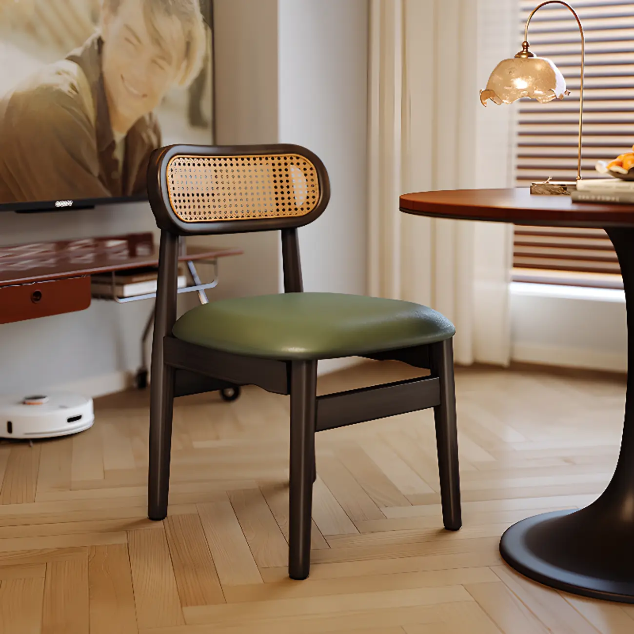 Soft Retro Upholstered Faux Leather Dining Chair