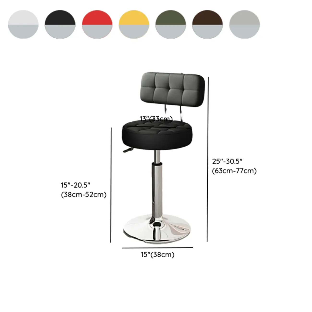 Leather Upholstered Adjustable Swivel Bar Stools