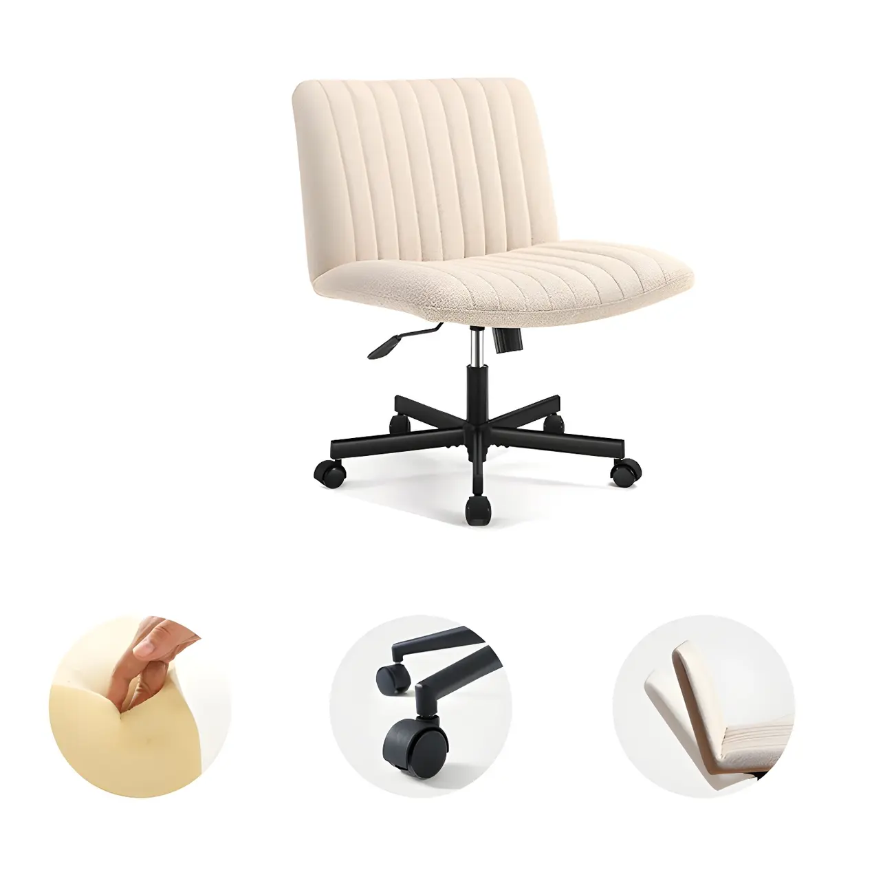 Modern Cream Leather Adjustable Swivel Side Chair