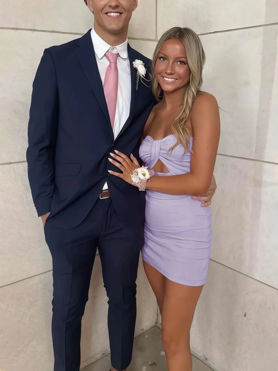 Lavender - Strapless Sheath Short Homecoming Dresses